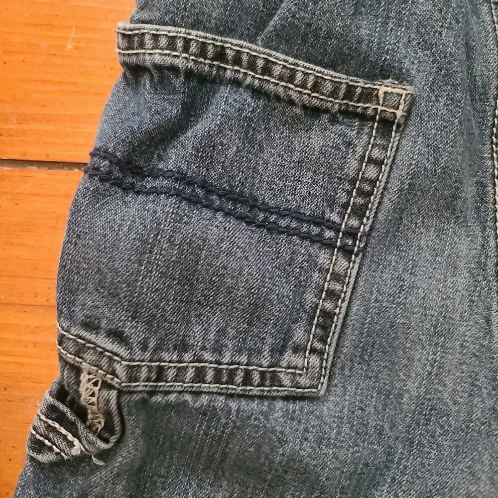 OshKosh B'Gosh Vestbak Denim Carpenter Overalls 24M Blue USA Snap Vintage